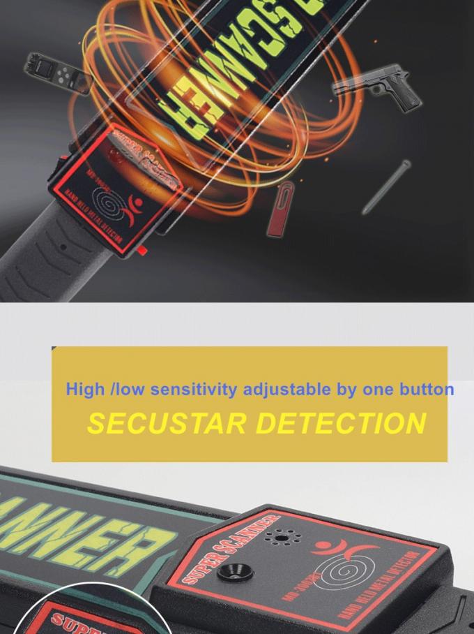 極度の細い棒の手持ち型の金属探知器健全なLED警報との360度の検出IP55 0
